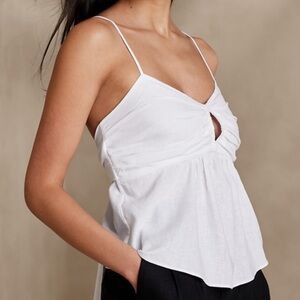 Banana Republic Maia Ruched Babydoll Tank White
